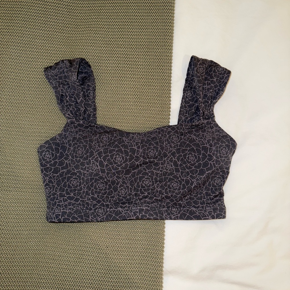 Grey Floral Buffbunny Sports Bra